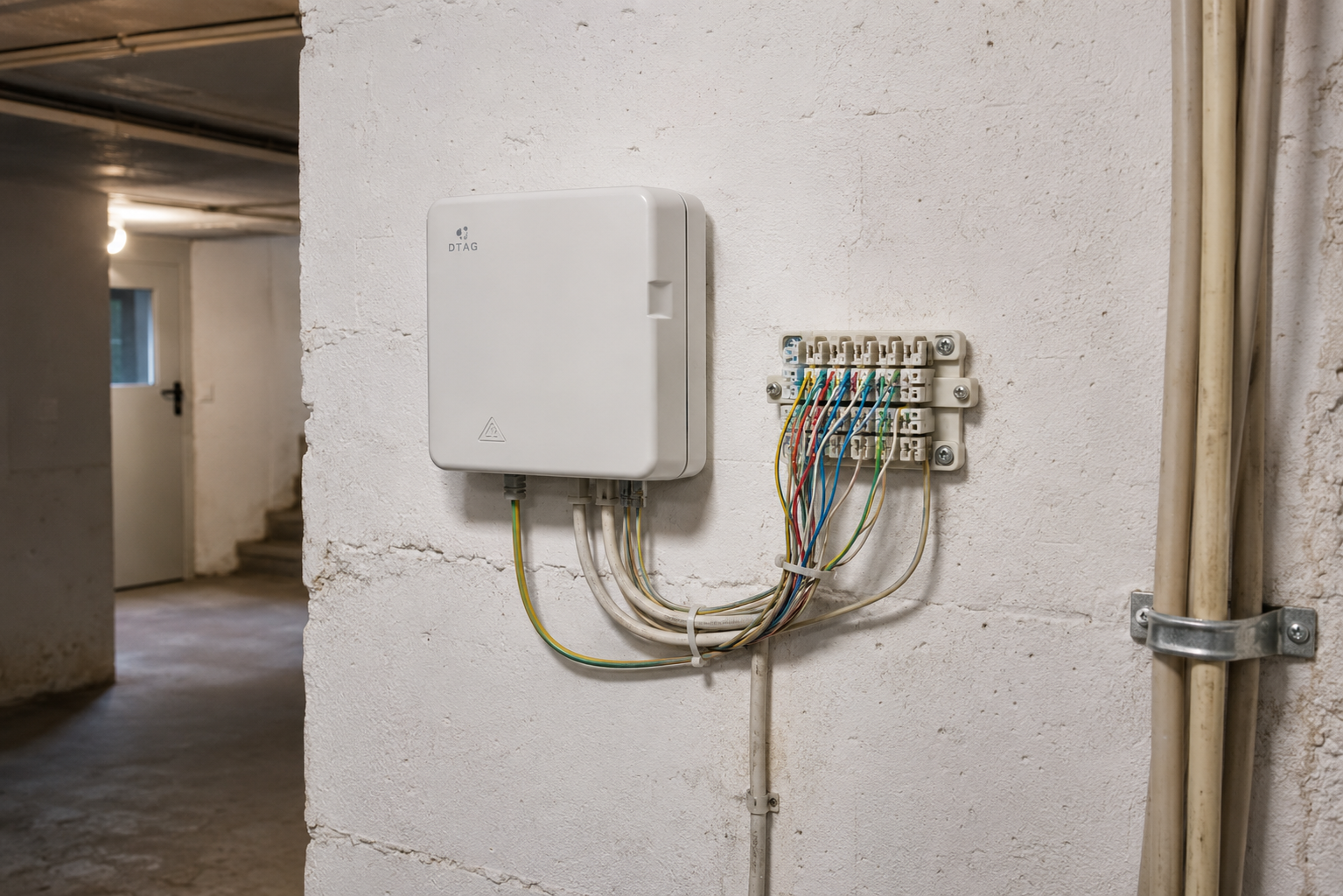 Moderner APL und Telefonleitungen im Keller